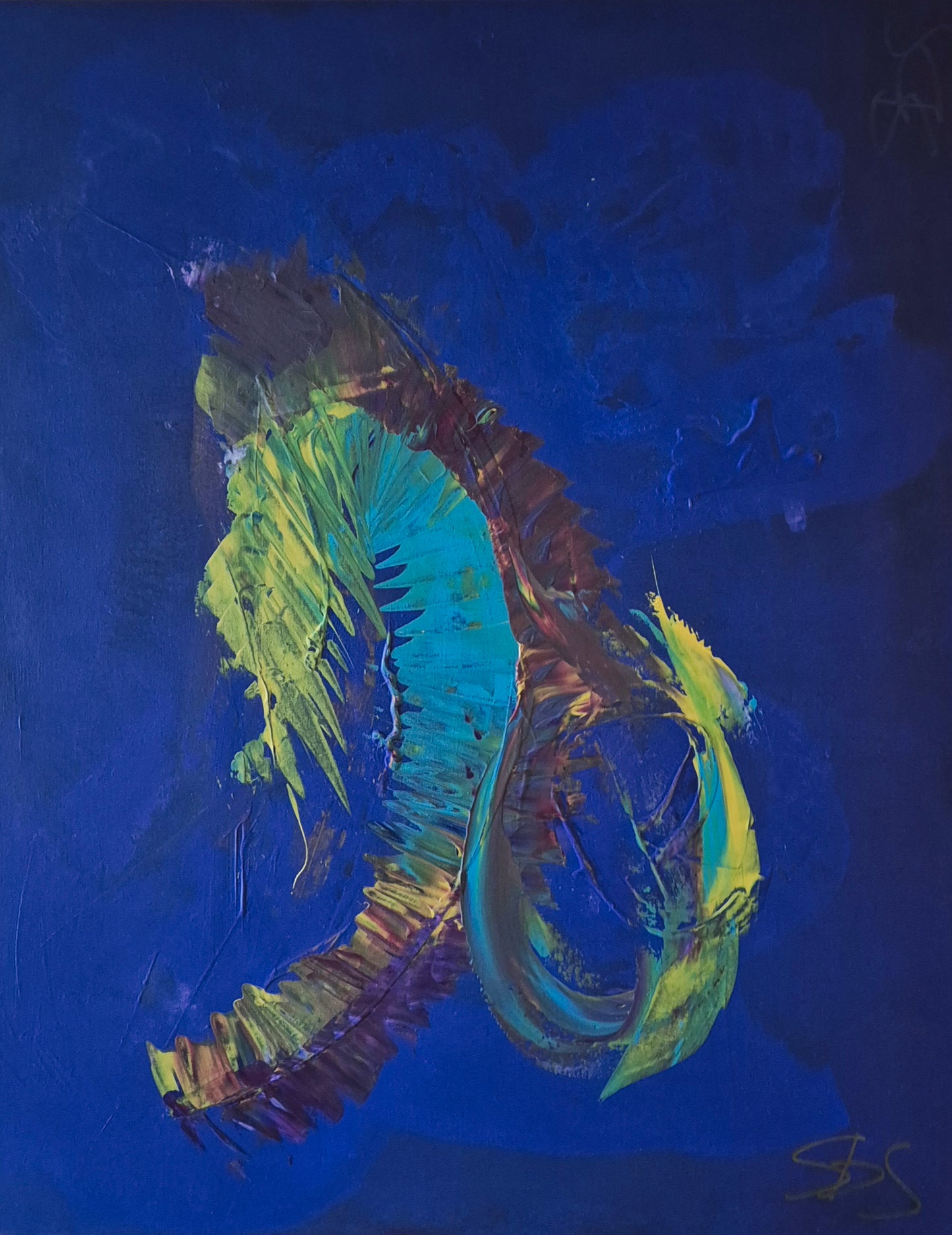 Caballito de mar en ponche azul